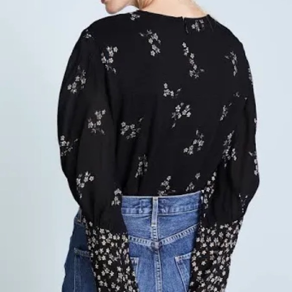 Tibi‎ Lila Floral Florence Top Black Daisy Print Size 8 Crepe EUC - Picture 2 of 4